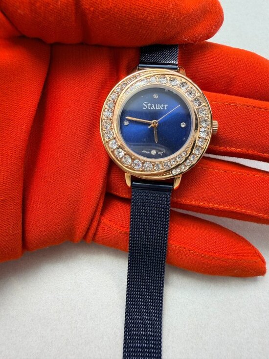 Stauer Crystal Bezel Blue Dial Ladies Watch Mesh Band Quartz main image 9